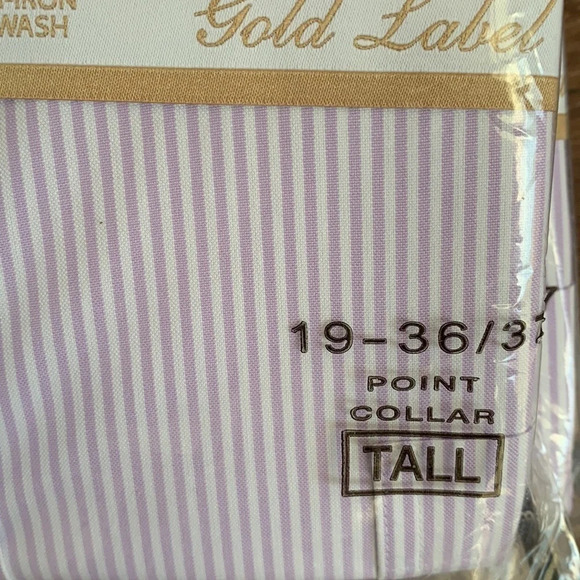 Roundtree & Yorke Gold Label Dress Shirt Purple Pin Point Tall Man 10 New - Picture 7 of 9